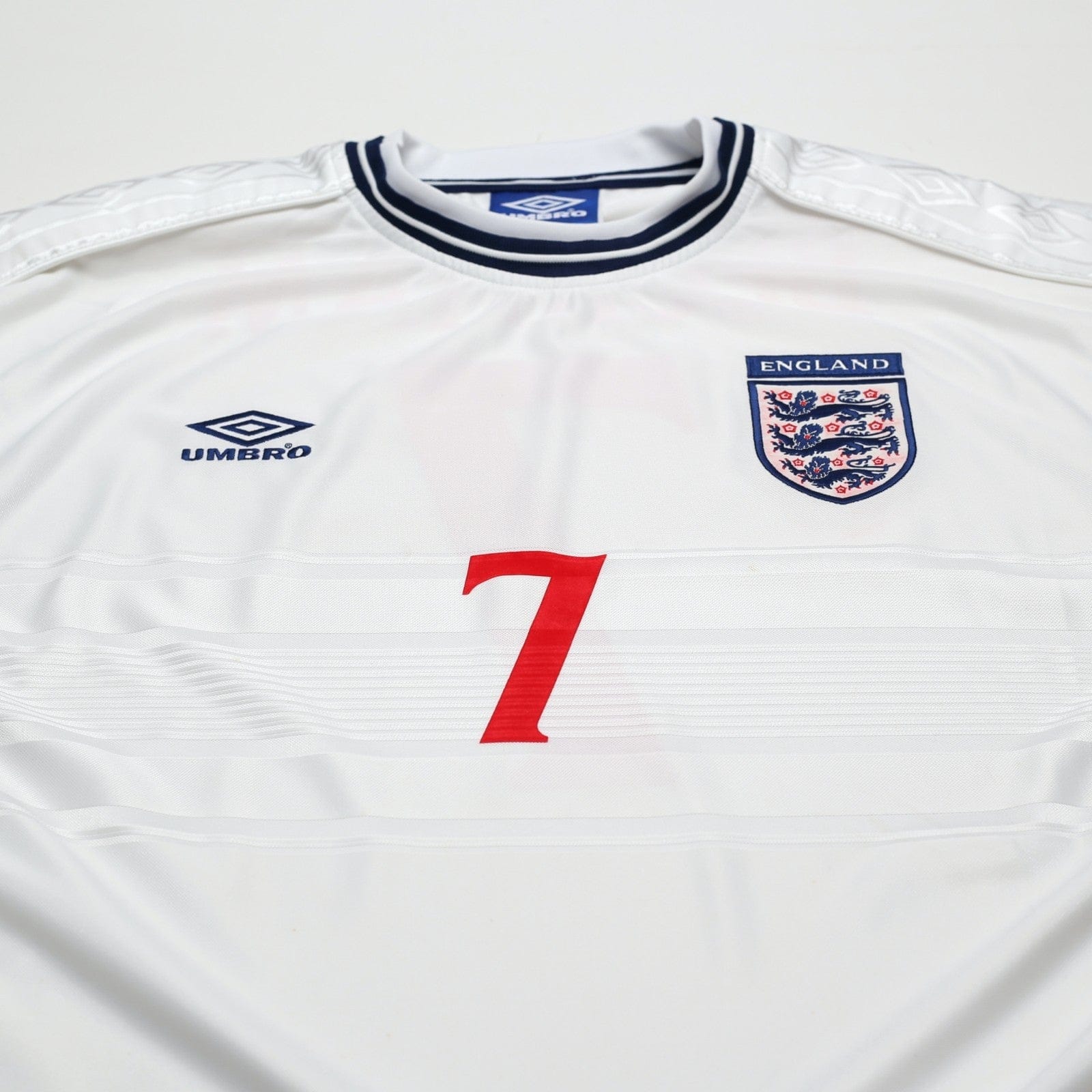 1999/01 Beckham #7 England Vintage Umbro Home Football Shirt (XL/XXL) Euro 2000