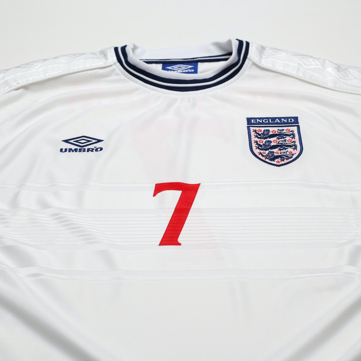 1999/01 Beckham #7 England Vintage Umbro Home Football Shirt (XL/XXL) Euro 2000