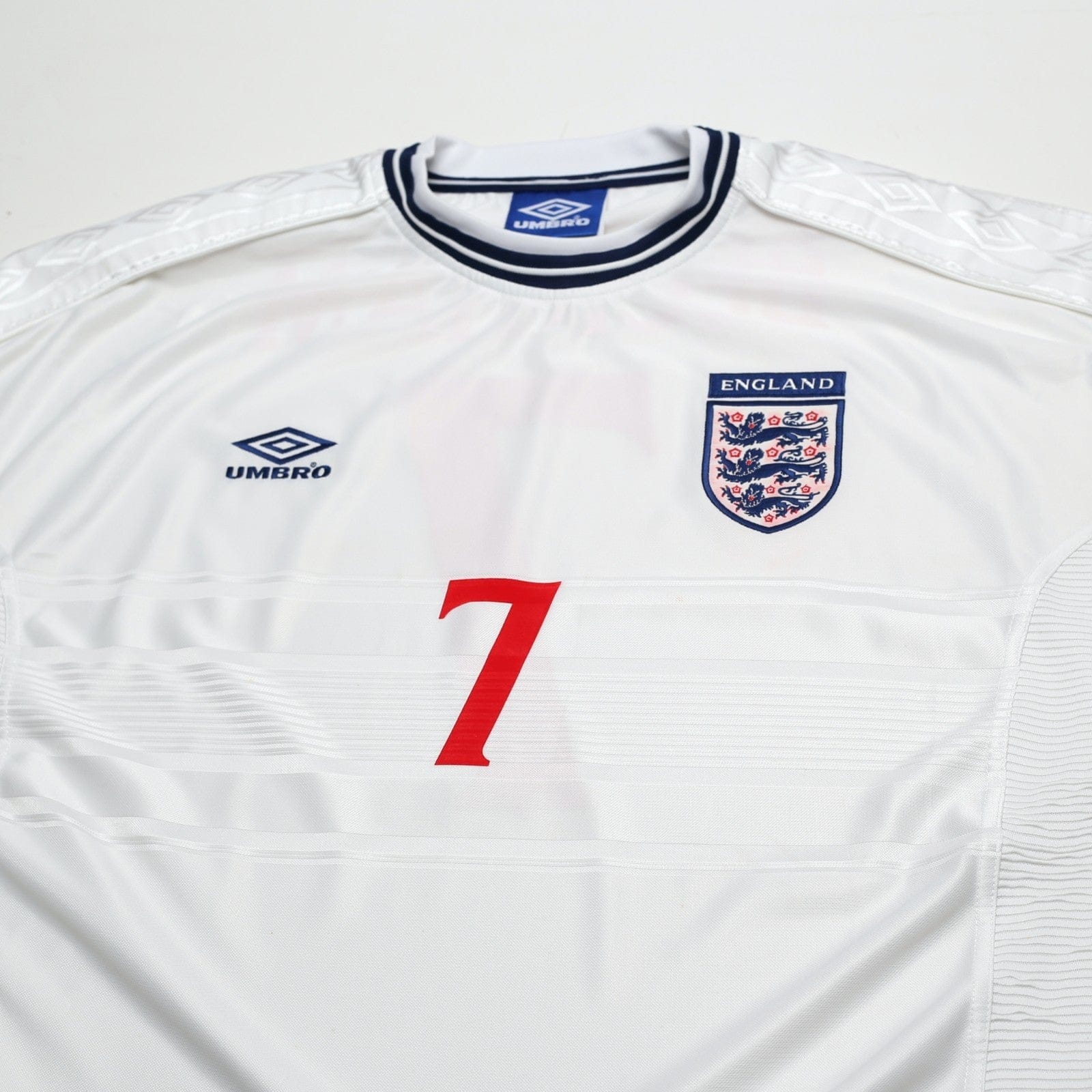 1999/01 Beckham #7 England Vintage Umbro Home Football Shirt (XL/XXL) Euro 2000