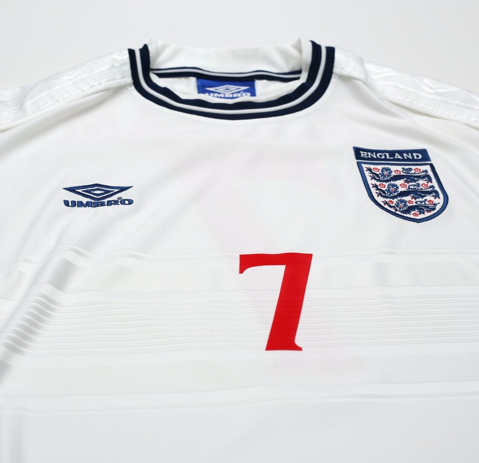 1999/01 BECKHAM #7 England Vintage Umbro Home Football Shirt (XXL) Euro 2000