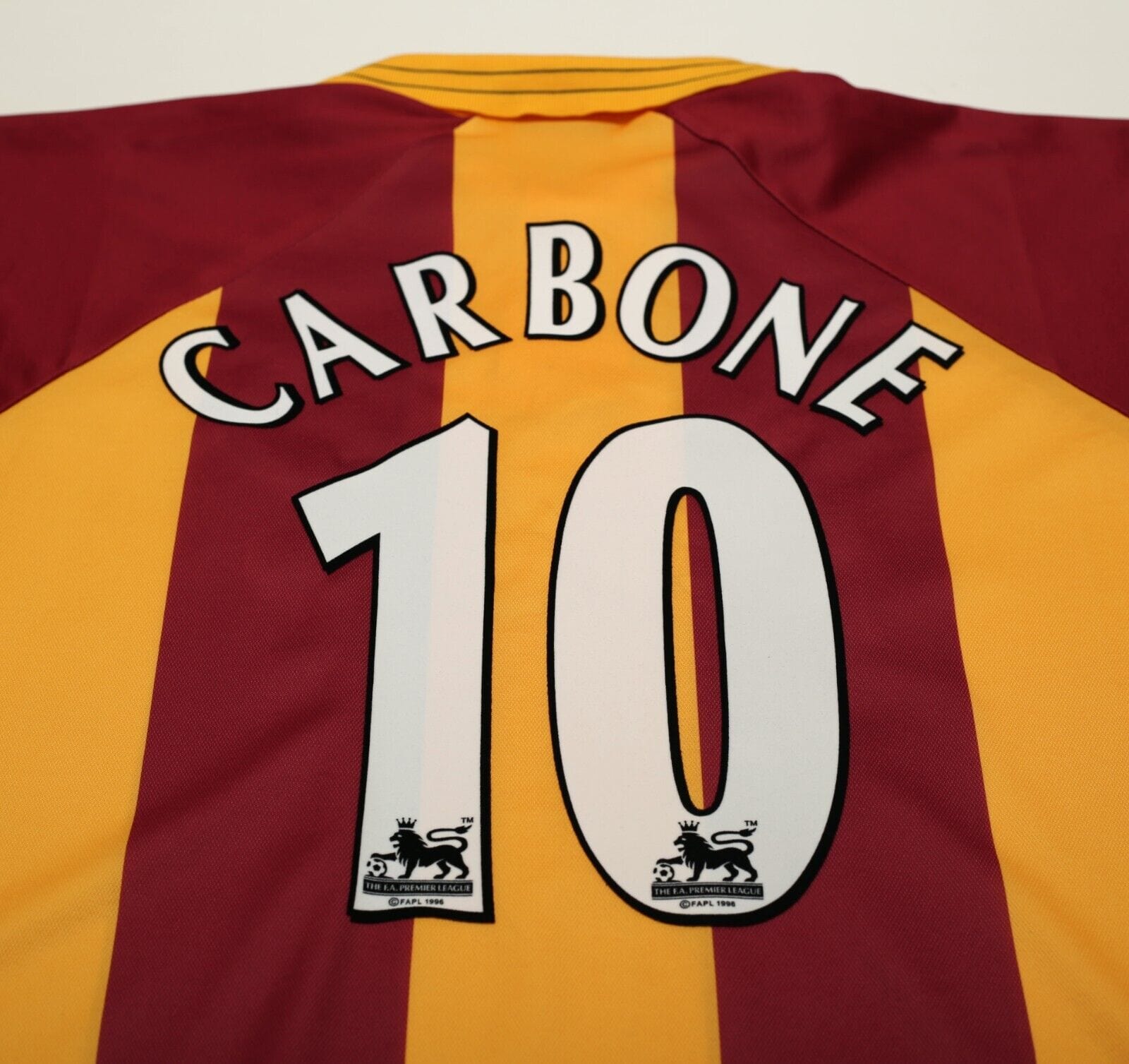 1999/01 CARBONE #10 Bradford City Vintage Asics Home Football Shirt (XL)