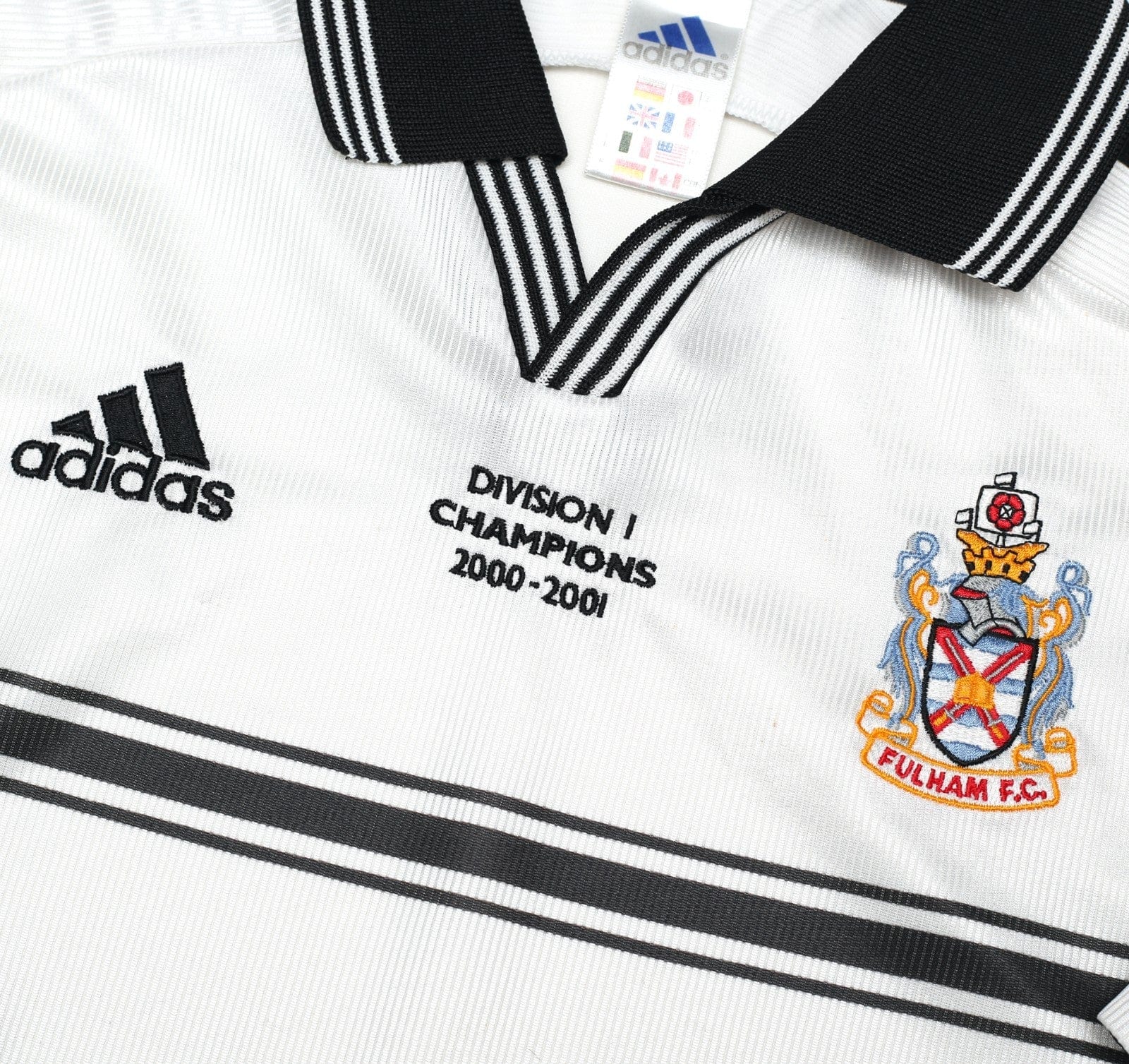 1999/01 FULHAM Vintage adidas 'Division 1 Champions' Home Football Shirt (L)