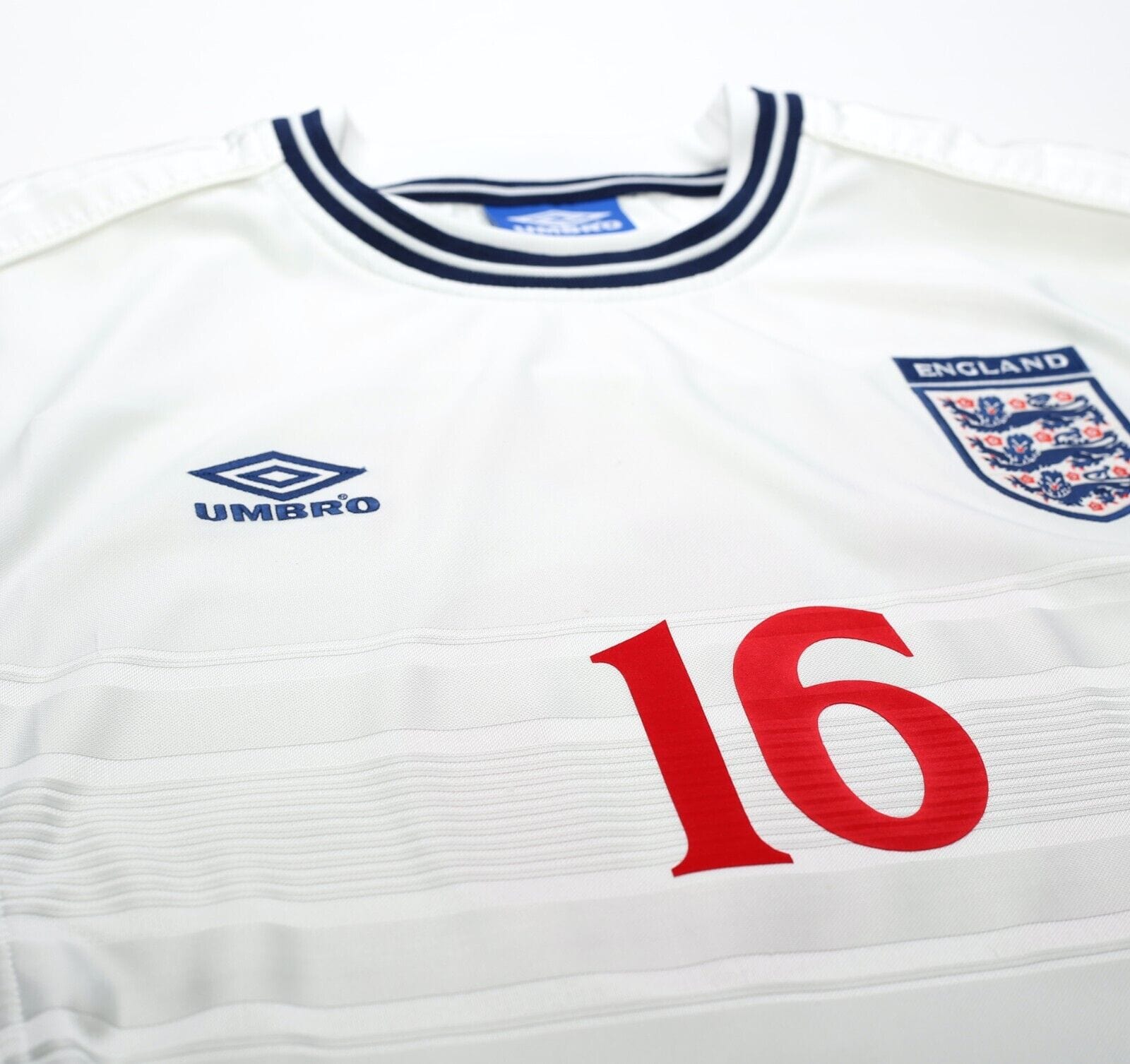 1999/01 GERRARD #16 England Vintage Umbro Home Football Shirt (XL) Euro 2000