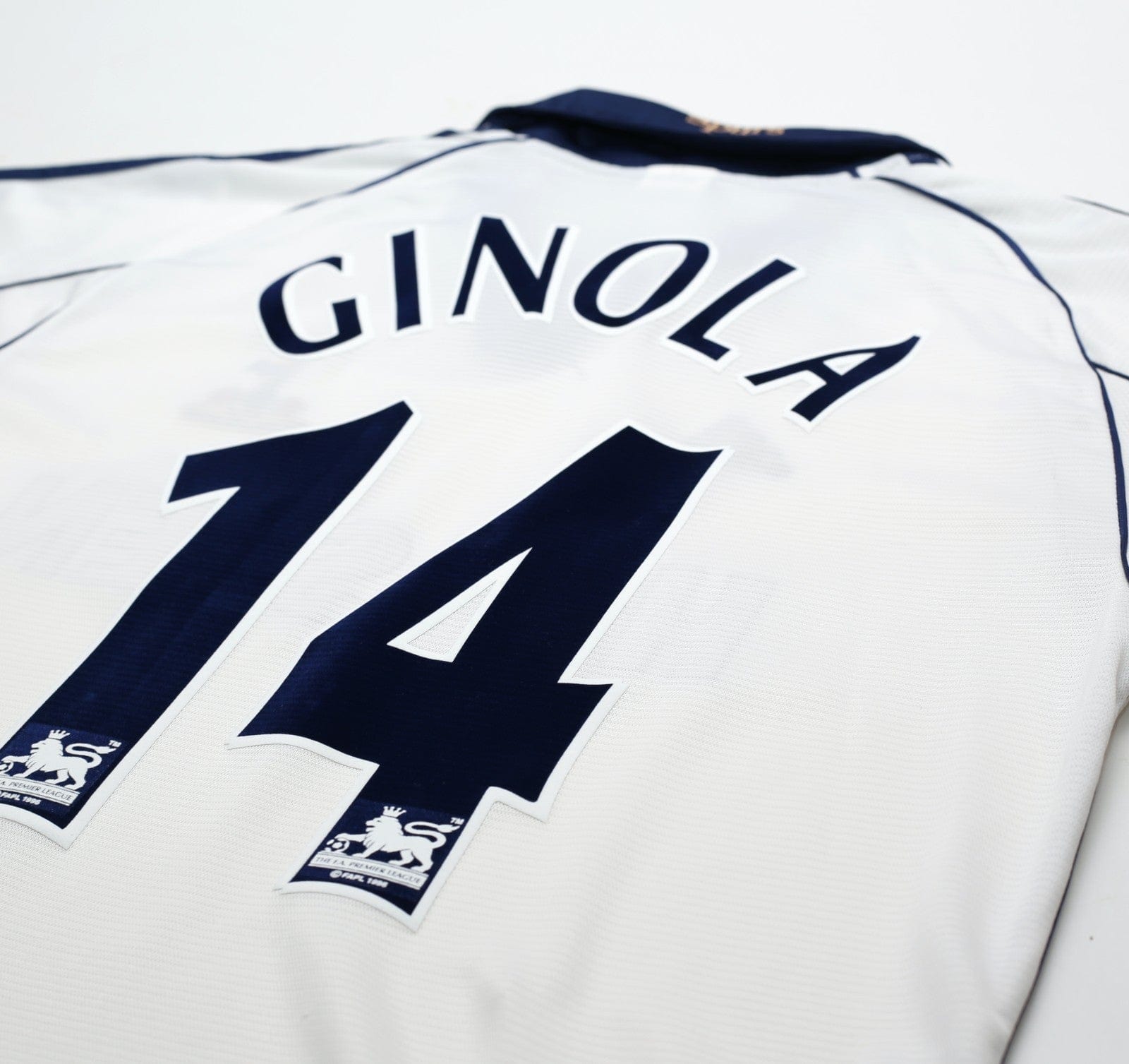1999/01 GINOLA #14 Tottenham Hotspur Vintage adidas Home Football Shirt (M)