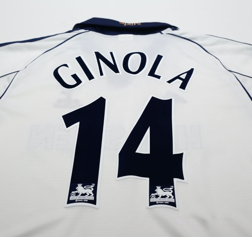 1999/01 GINOLA #14 Tottenham Hotspur Vintage adidas Home Football Shirt (M)