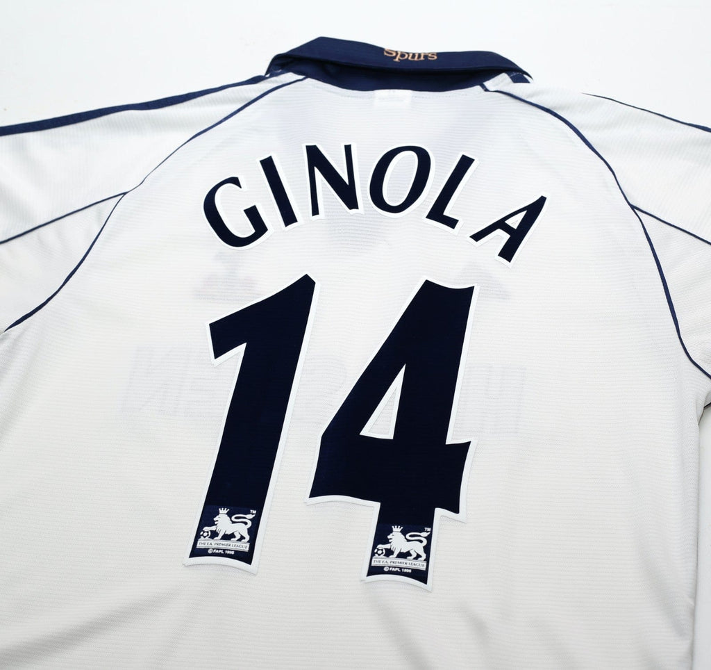 1999/01 GINOLA #14 Tottenham Hotspur Vintage adidas Home Football Shirt (M)