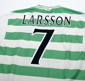 1999/01 LARSSON #7 Celtic Vintage Umbro European Home Football Shirt (XL)