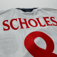 1999/01 Scholes #8 England Vintage Umbro Home Football Shirt (L) Euro 2000