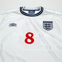 1999/01 Scholes #8 England Vintage Umbro Home Football Shirt (L) Euro 2000