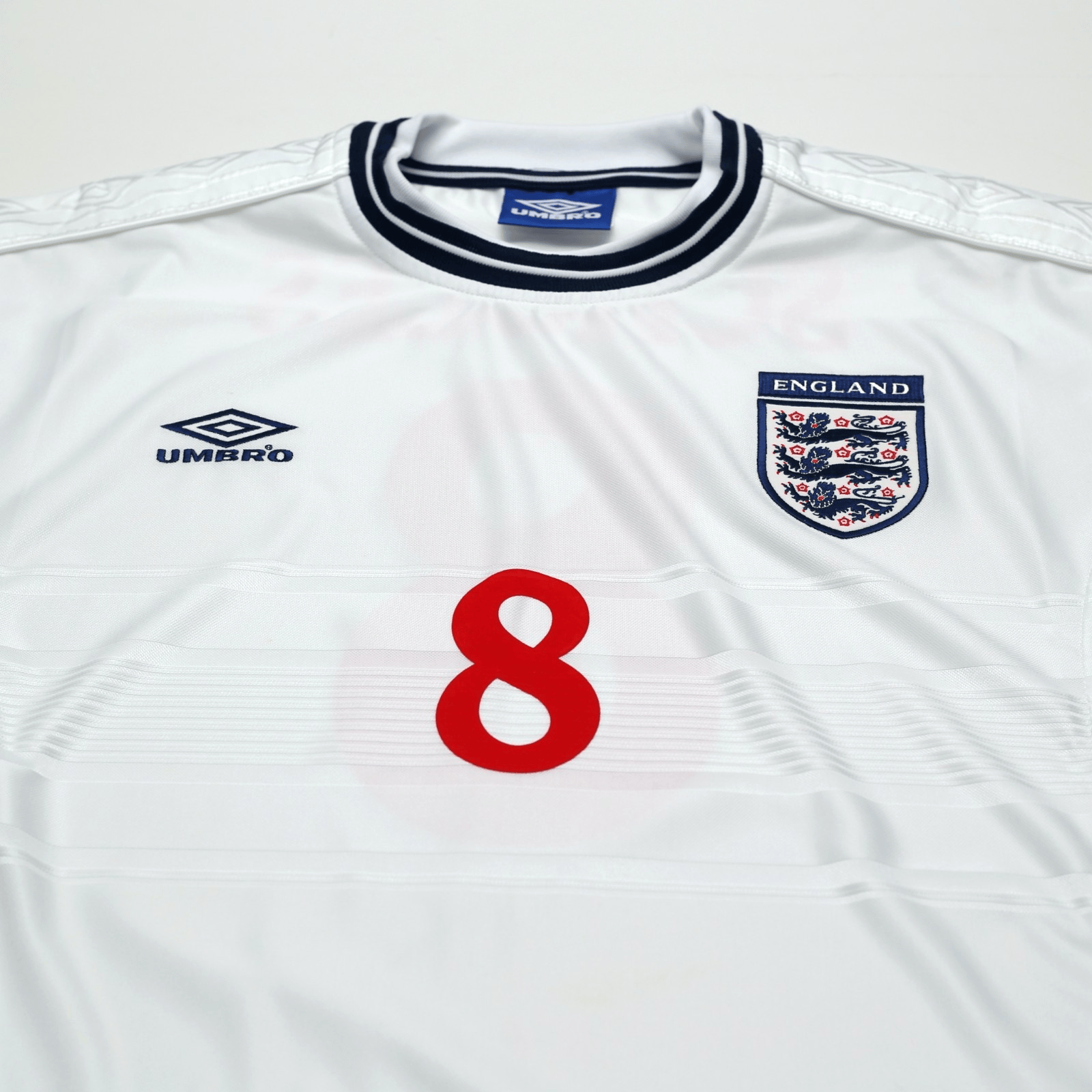 1999/01 Scholes #8 England Vintage Umbro Home Football Shirt (L) Euro 2000