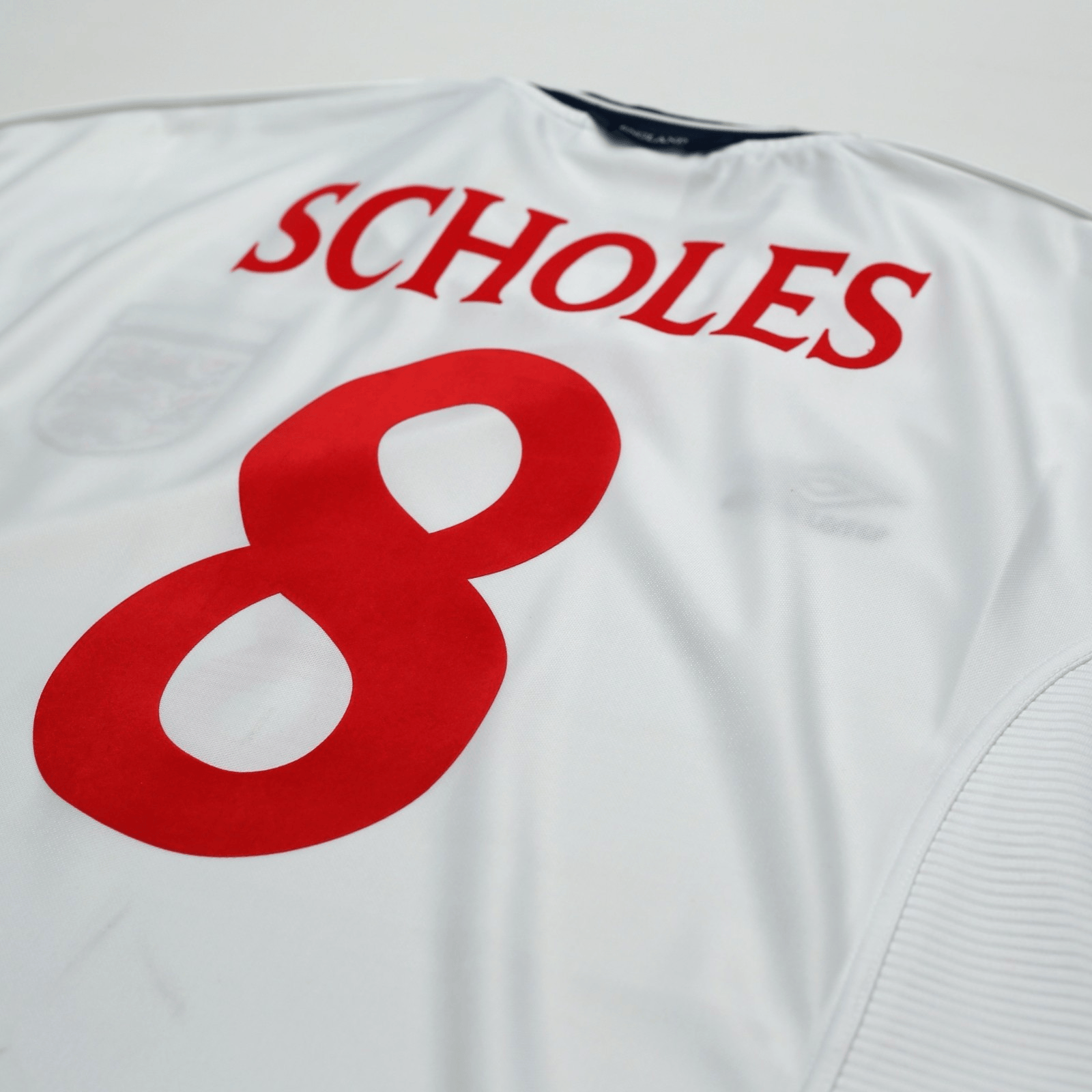 1999/01 Scholes #8 England Vintage Umbro Home Football Shirt (L) Euro 2000
