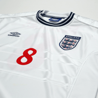 1999/01 Scholes #8 England Vintage Umbro Home Football Shirt (L) Euro 2000