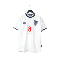 1999/01 Scholes #8 England Vintage Umbro Home Football Shirt (L) Euro 2000
