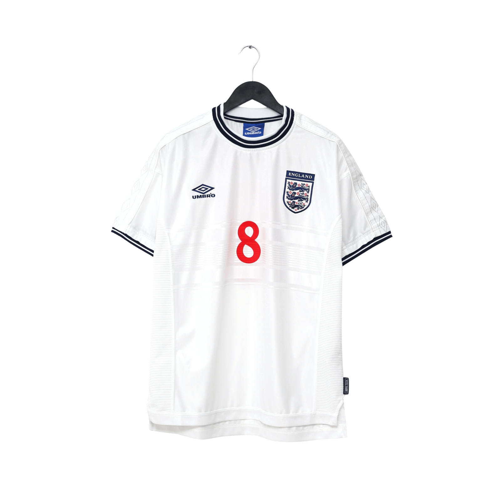 1999/01 Scholes #8 England Vintage Umbro Home Football Shirt (L) Euro 2000