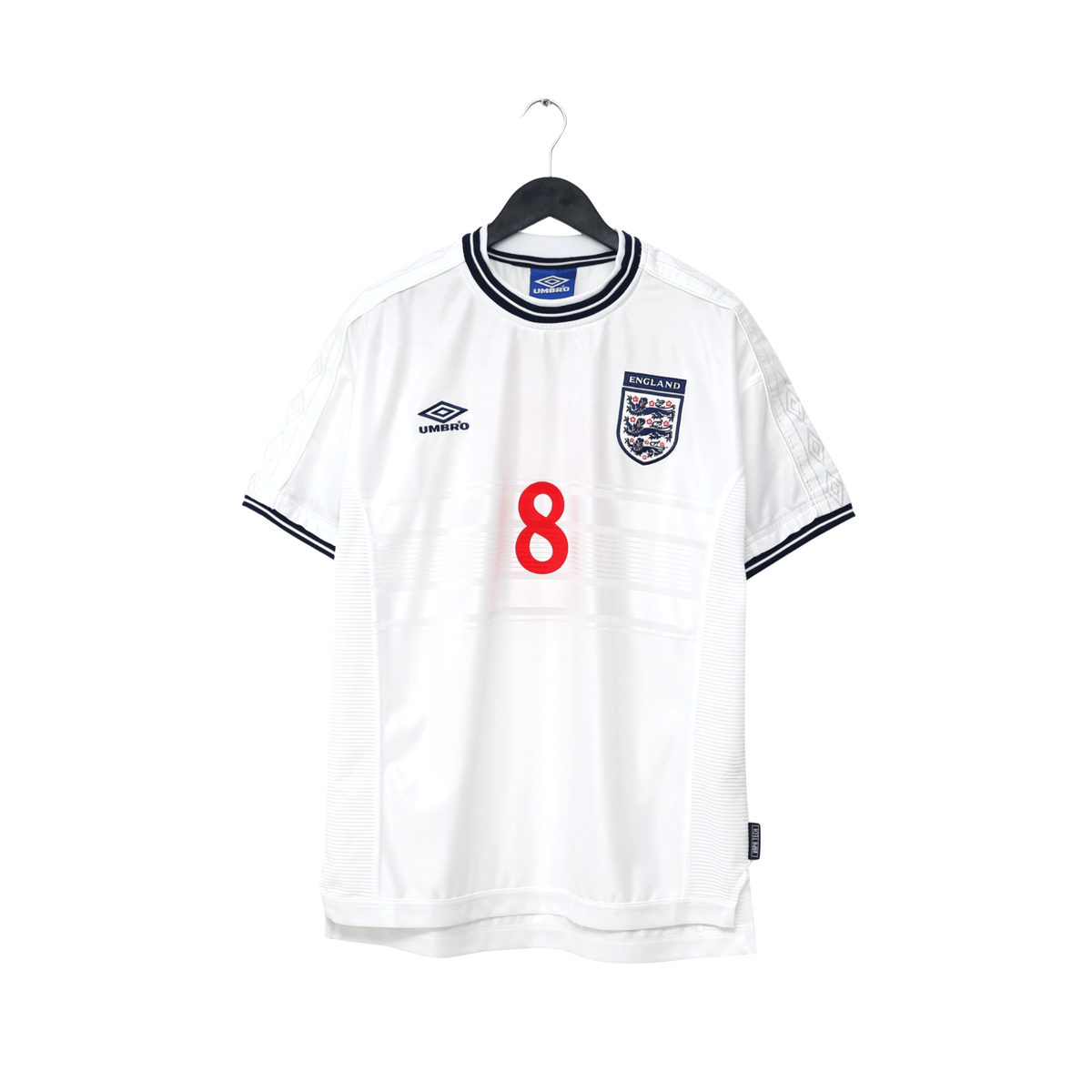 1999/01 Scholes #8 England Vintage Umbro Home Football Shirt (L) Euro 2000