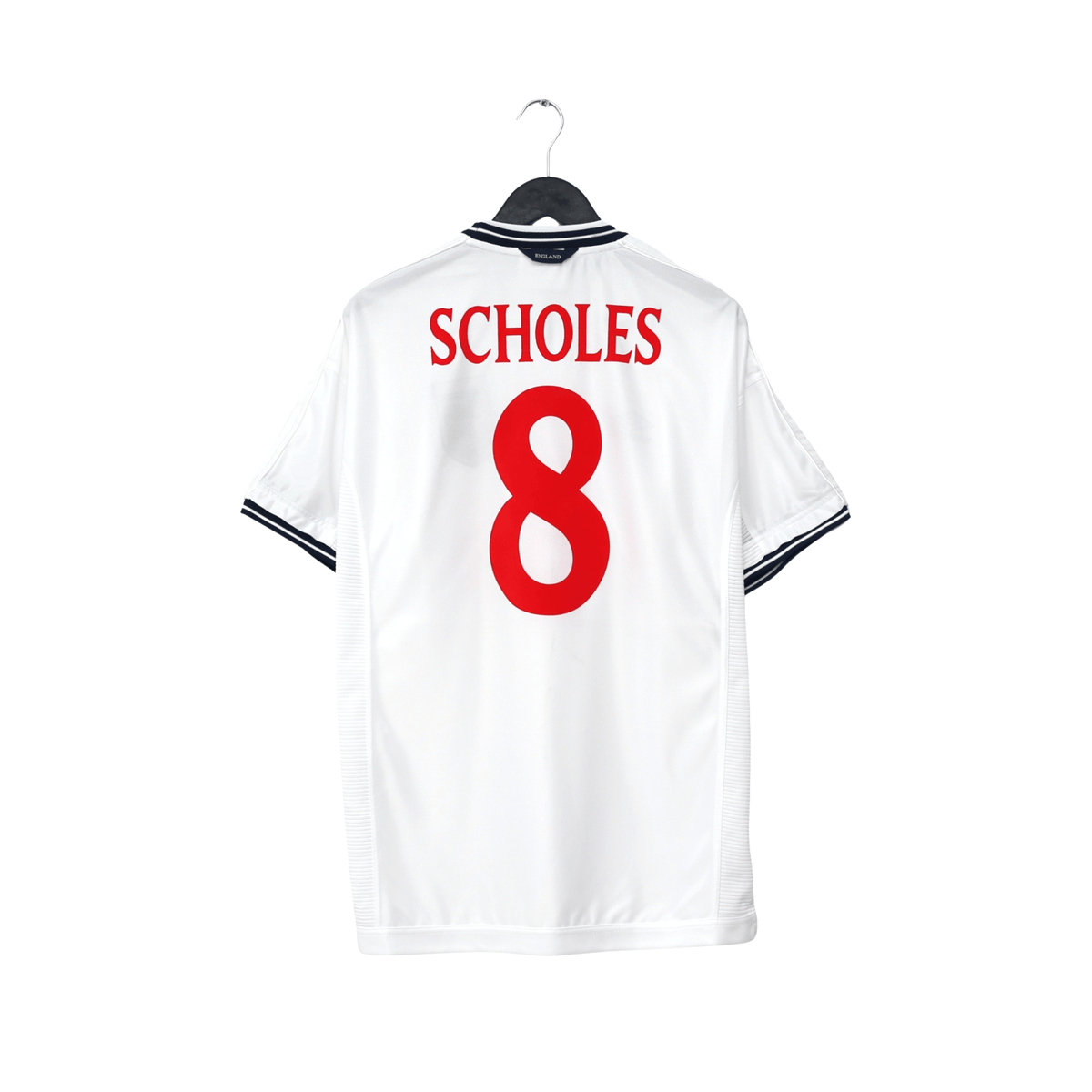 1999/01 Scholes #8 England Vintage Umbro Home Football Shirt (L) Euro 2000