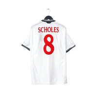 1999/01 Scholes #8 England Vintage Umbro Home Football Shirt (L) Euro 2000