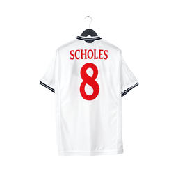 1999/01 Scholes #8 England Vintage Umbro Home Football Shirt (L) Euro 2000
