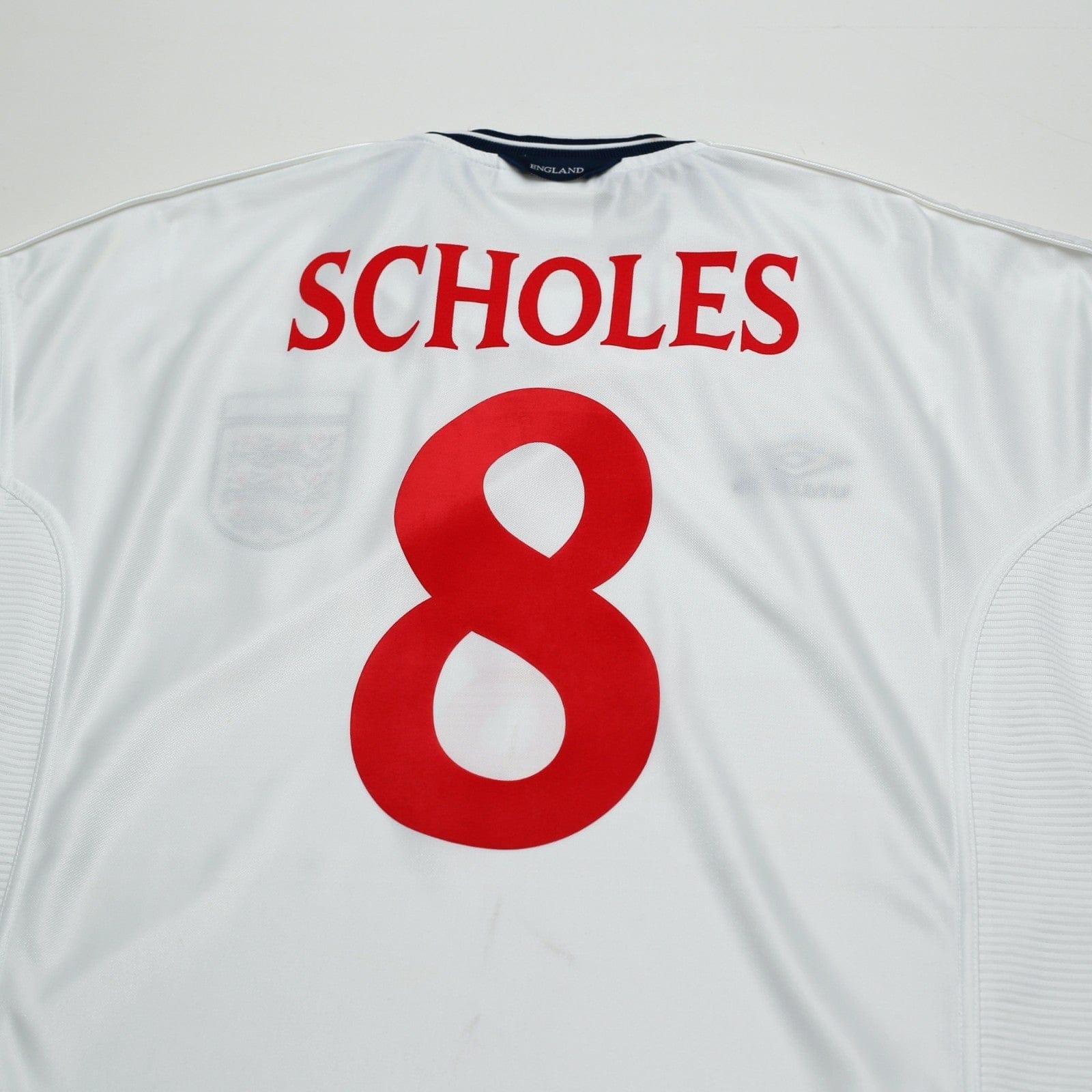 1999/01 Scholes #8 England Vintage Umbro Home Football Shirt (L) Euro 2000