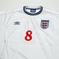 1999/01 Scholes #8 England Vintage Umbro Home Football Shirt (L) Euro 2000