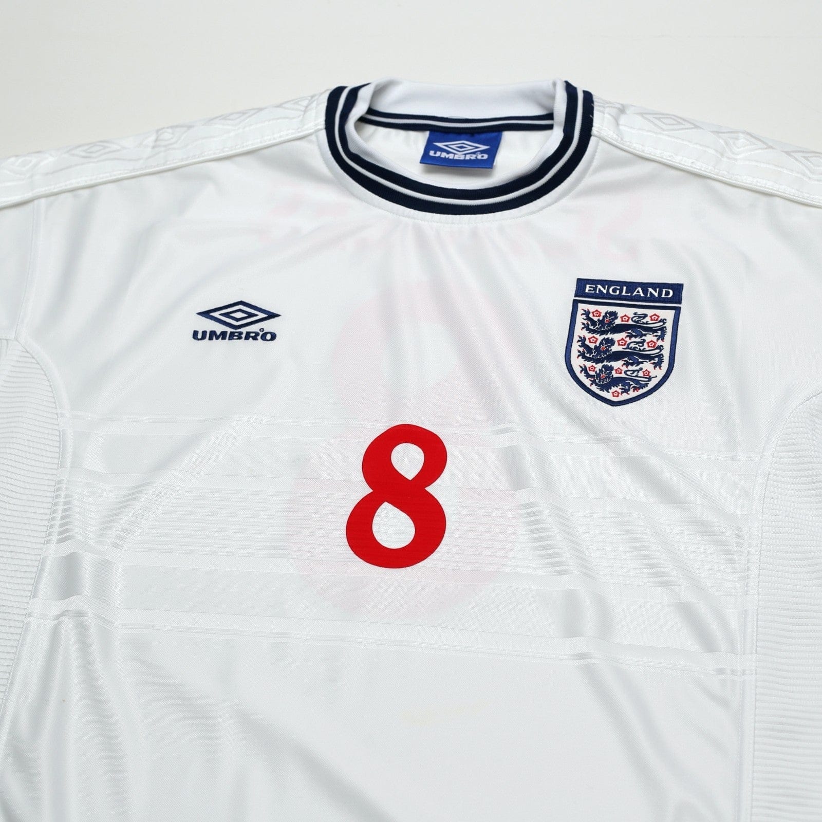 1999/01 Scholes #8 England Vintage Umbro Home Football Shirt (L) Euro 2000