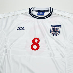 1999/01 Scholes #8 England Vintage Umbro Home Football Shirt (L) Euro 2000