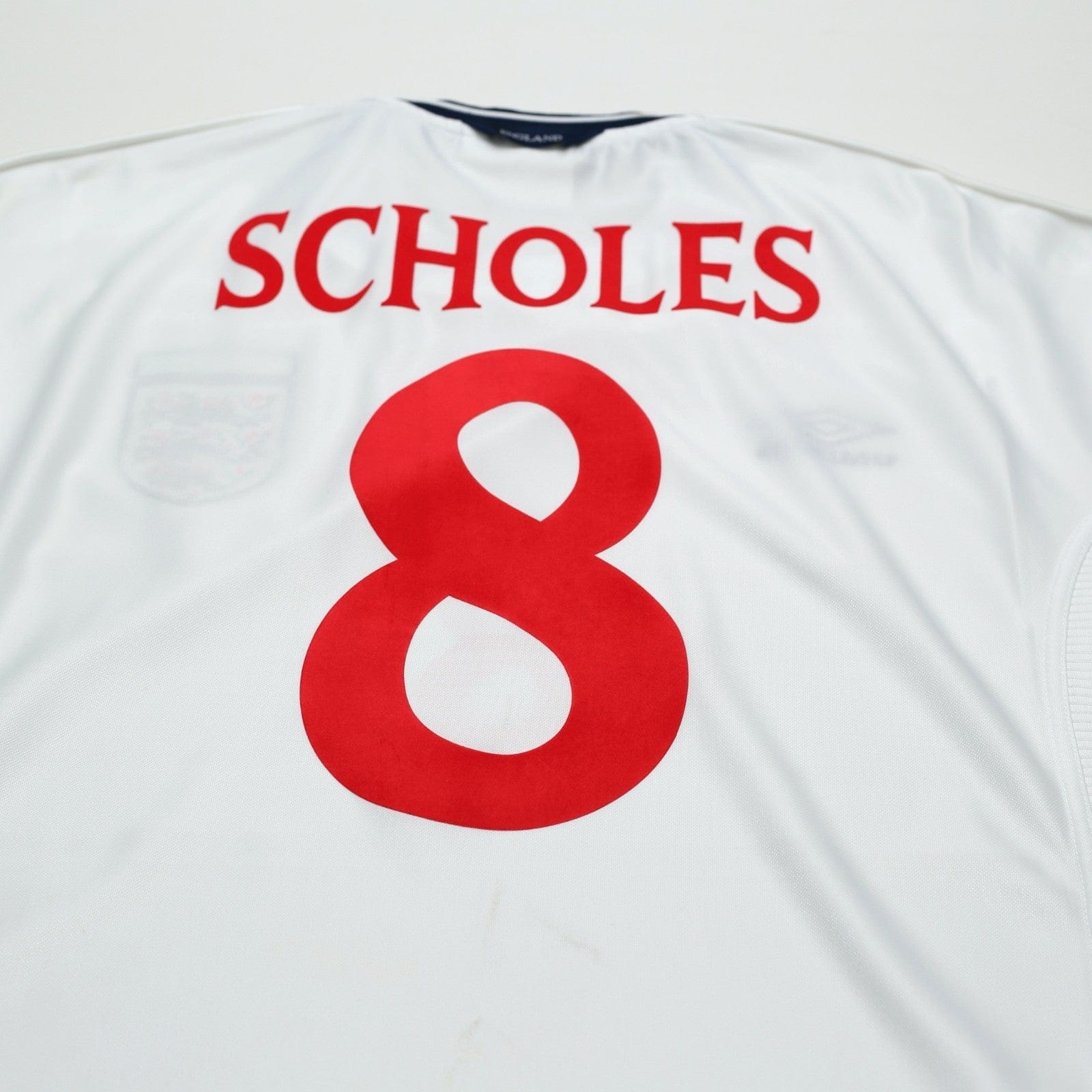 1999/01 Scholes #8 England Vintage Umbro Home Football Shirt (L) Euro 2000