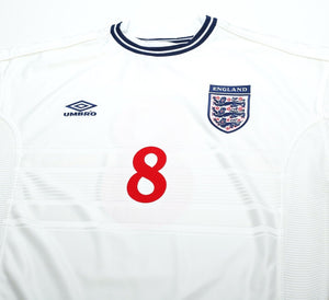 1999/01 SCHOLES #8 England Vintage Umbro Home Football Shirt (L) Euro 2000