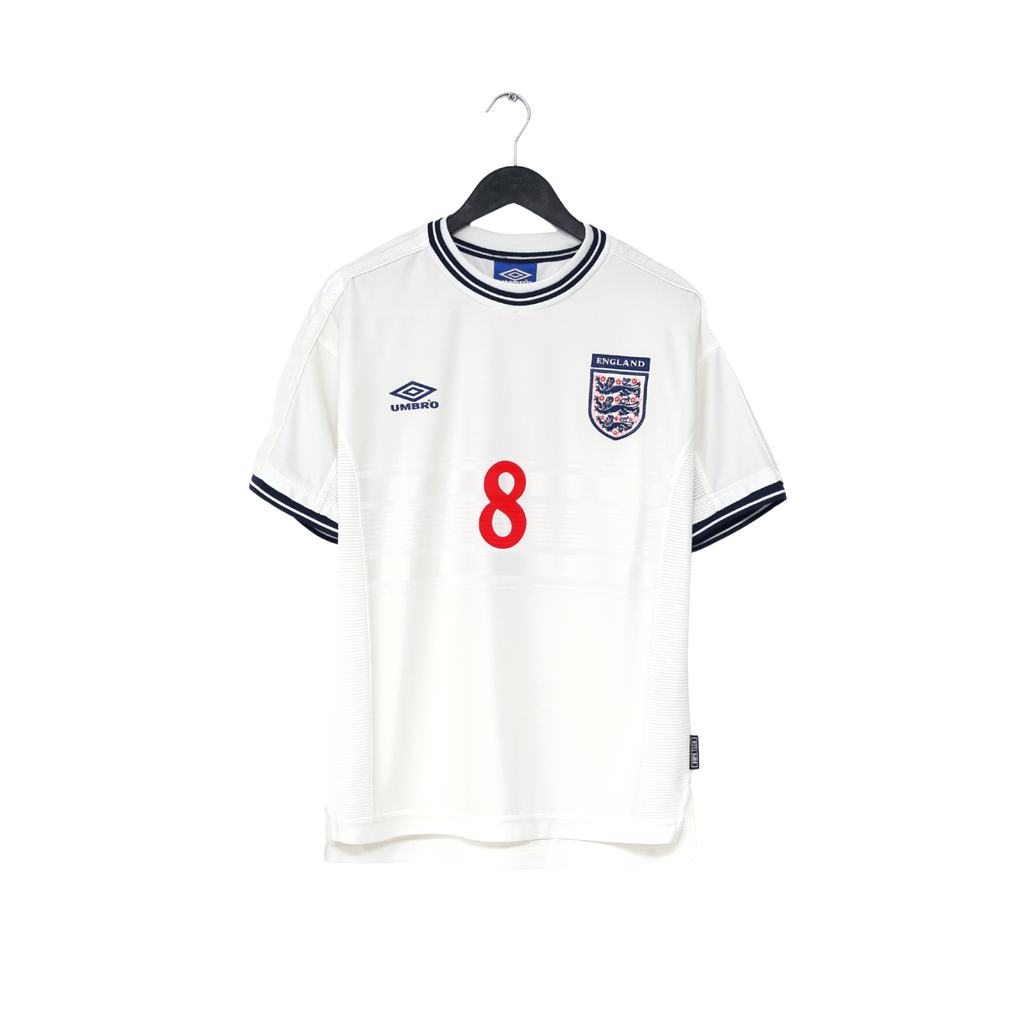 1999/01 SCHOLES #8 England Vintage Umbro Home Football Shirt (M) Euro 2000