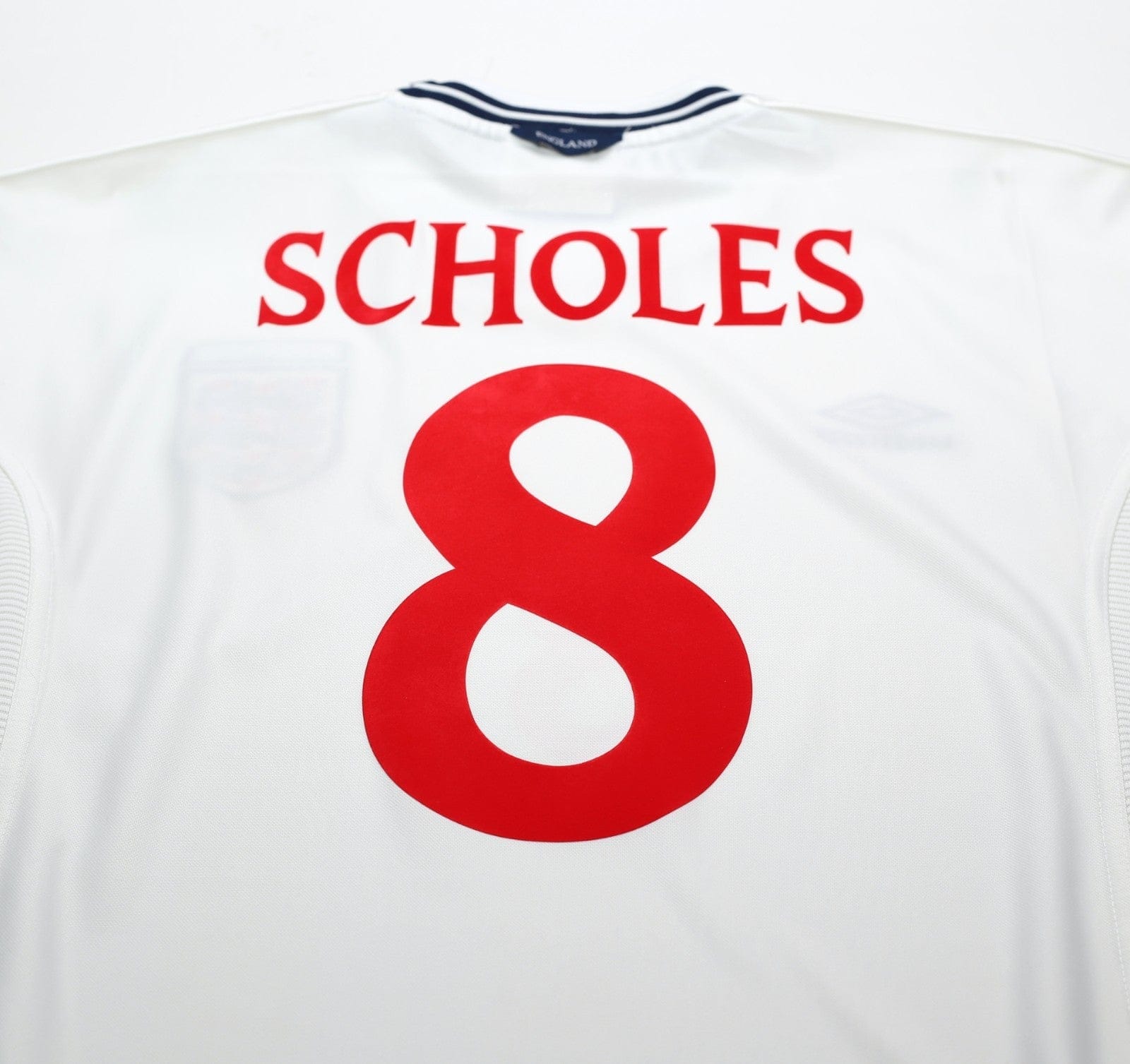 1999/01 SCHOLES #8 England Vintage Umbro Home Football Shirt (M) Euro 2000