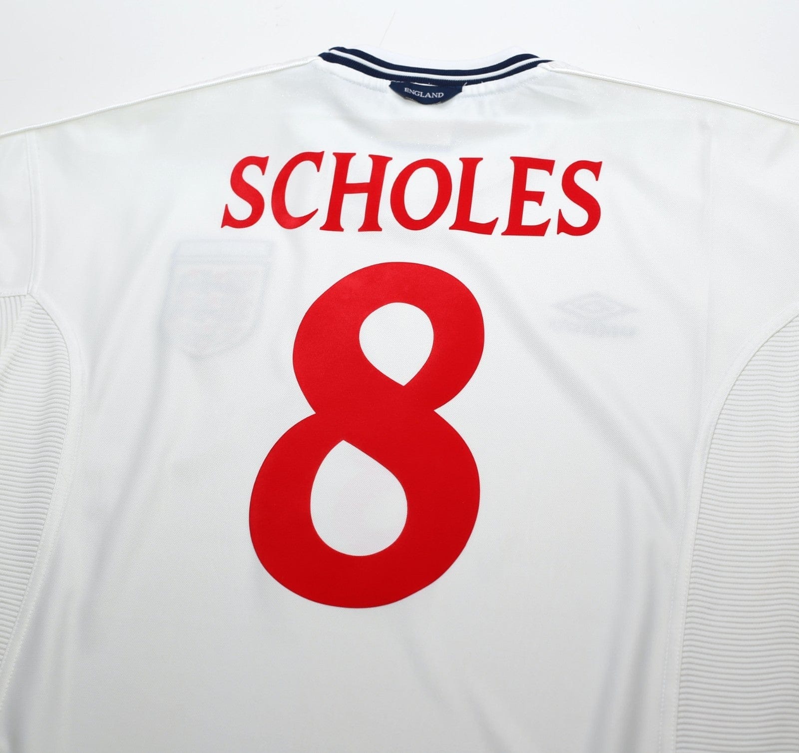 1999/01 SCHOLES #8 England Vintage Umbro Home Football Shirt (M) Euro 2000