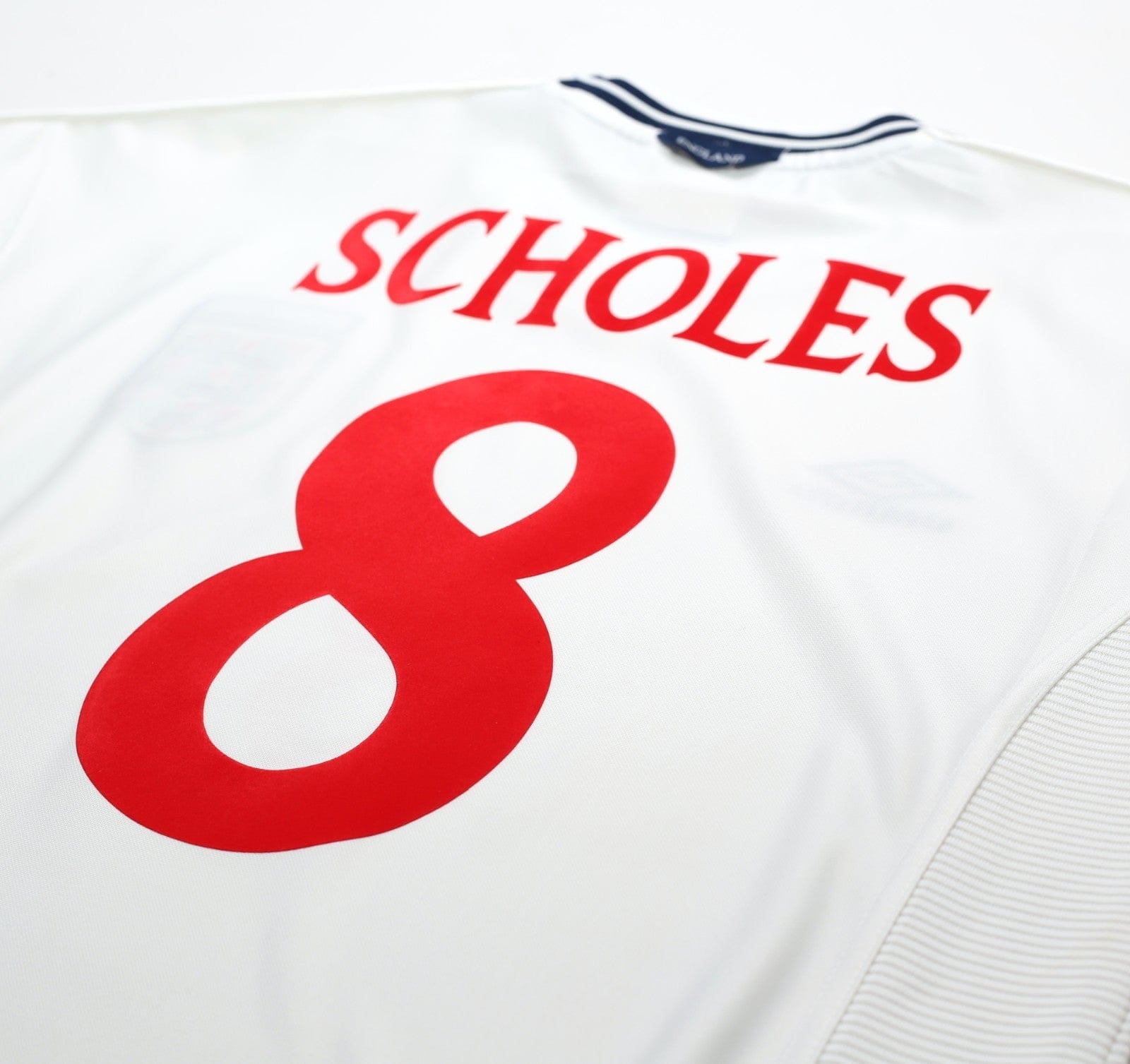 1999/01 SCHOLES #8 England Vintage Umbro Home Football Shirt (M) Euro 2000