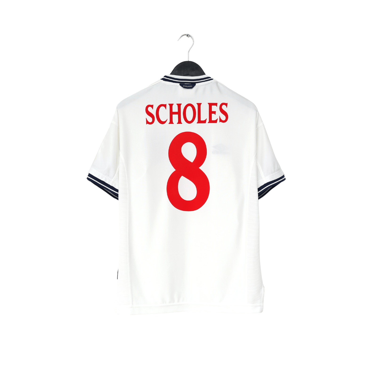 1999/01 SCHOLES #8 England Vintage Umbro Home Football Shirt (M) Euro 2000