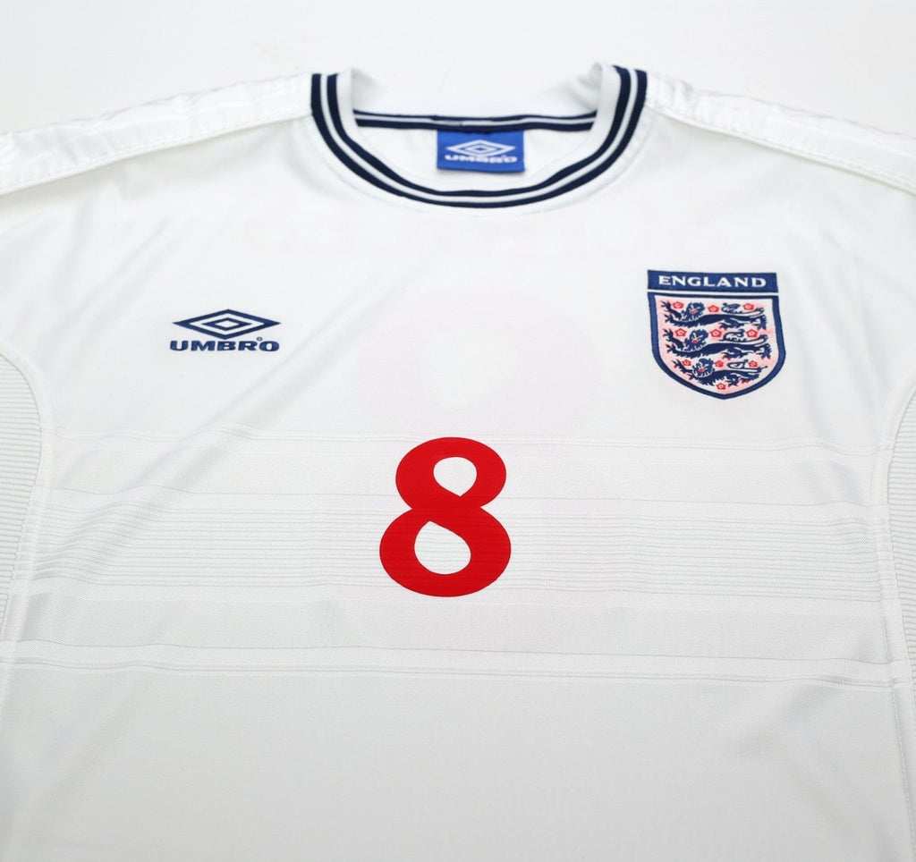 1999/01 SCHOLES #8 England Vintage Umbro Home Football Shirt (M) Euro 2000