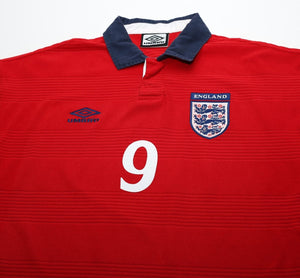 1999/01 SHEARER #9 England Vintage Umbro Away Football Shirt (L) Euro 2000