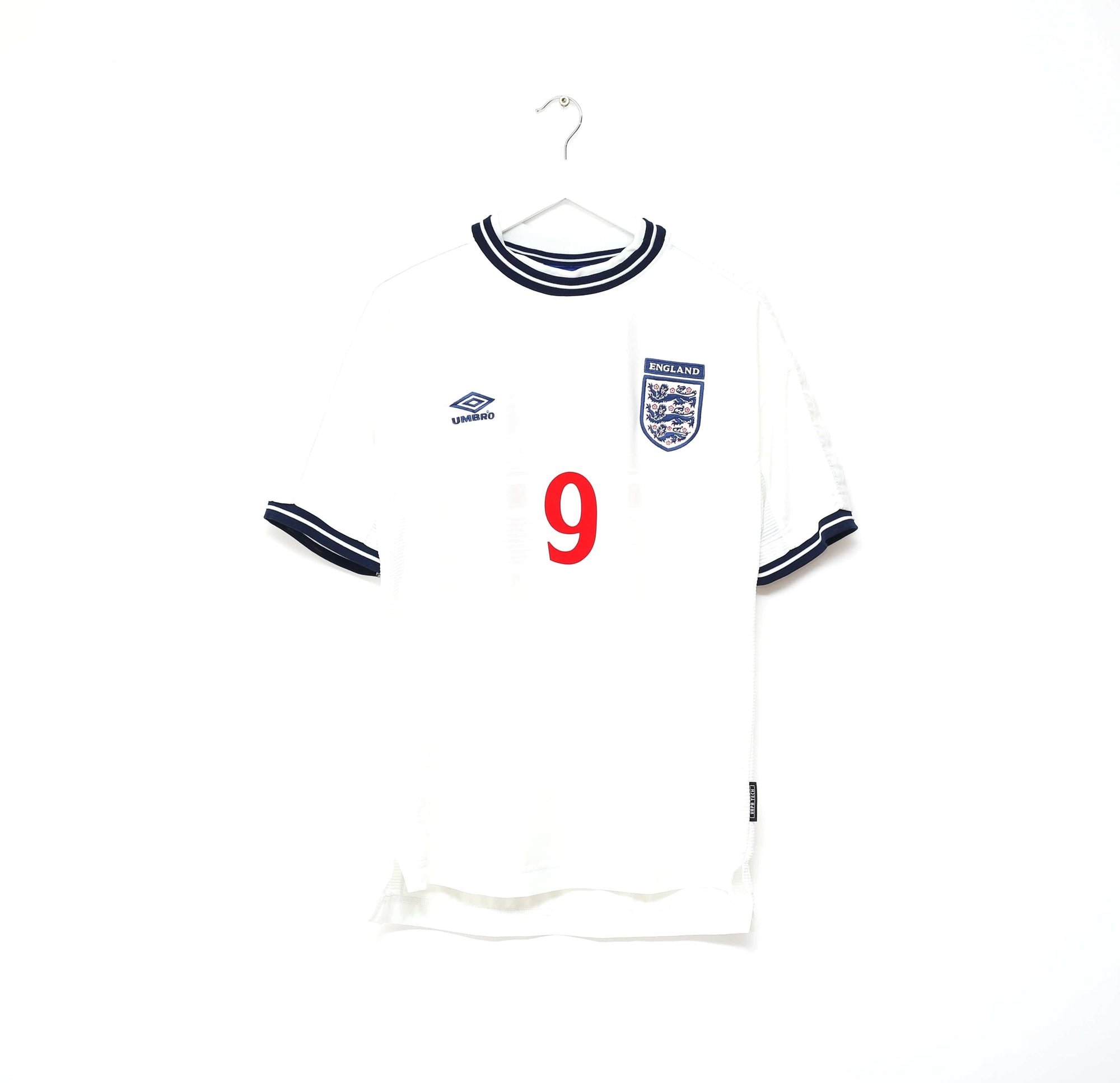 1999/01 SHEARER #9 England Vintage Umbro Home Football Shirt (L) Euro 2000