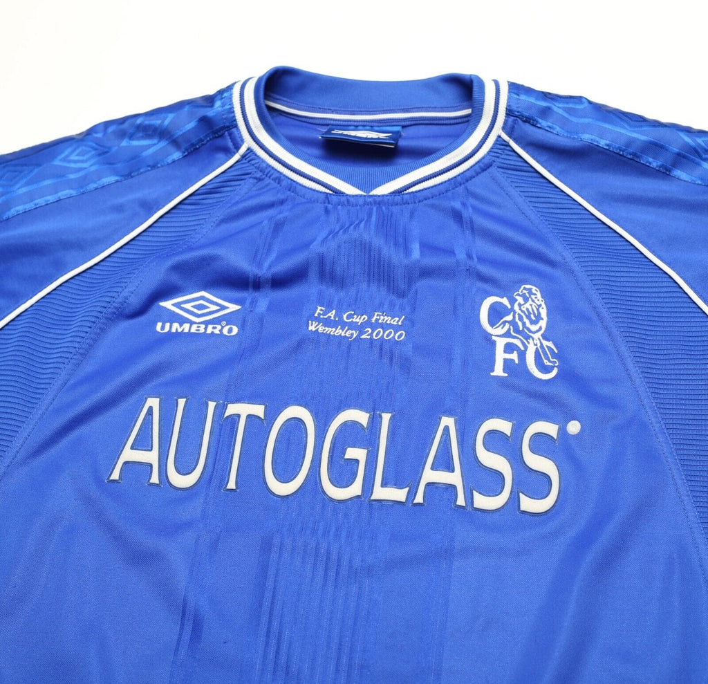1999/01 WISE #11 Chelsea Vintage Umbro FA CUP FINAL 2000 Football Shirt (XL)