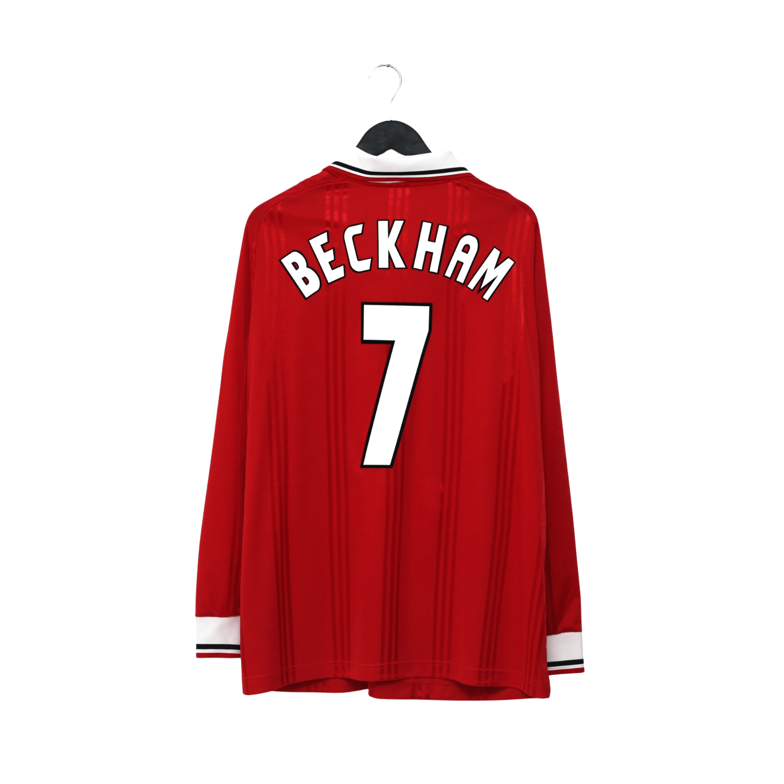 1999 Beckham #7 Manchester United adidas Icons L/S Treble Football Shirt (L/XL)