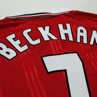 1999 Beckham #7 Manchester United adidas Icons L/S Treble Football Shirt (L/XL)