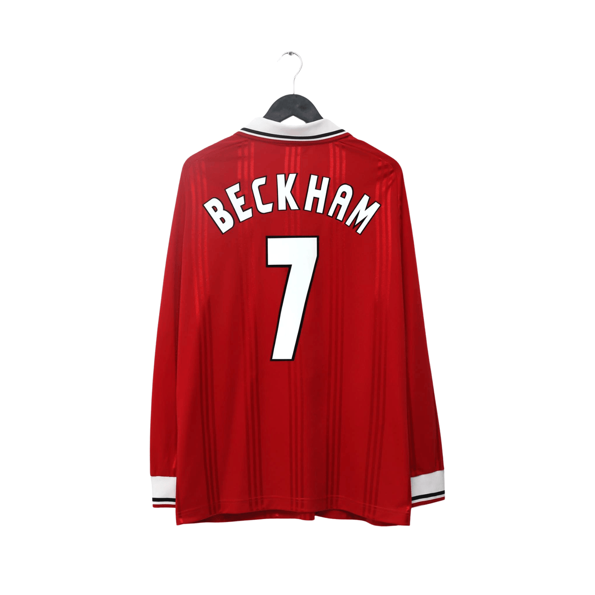 1999 Beckham #7 Manchester United adidas Icons L/S Treble Football Shirt (L/XL)