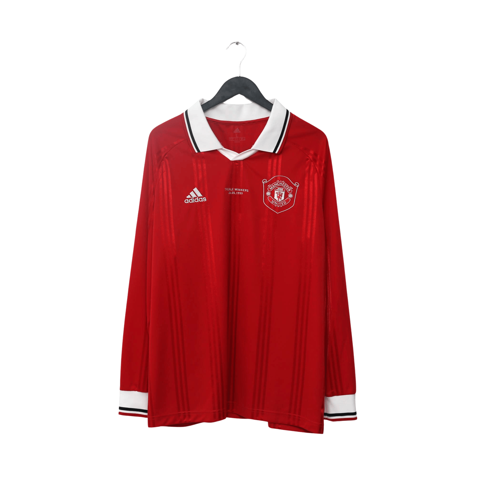 1999 Beckham #7 Manchester United adidas Icons L/S Treble Football Shirt (L/XL)