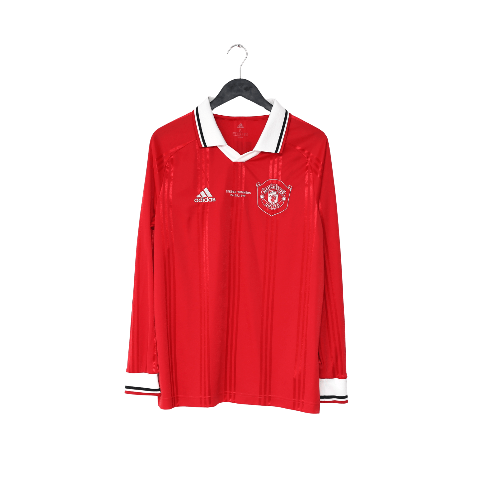 1999 BECKHAM #7 Manchester United adidas Icons L/S Treble Football Shirt (S/M)