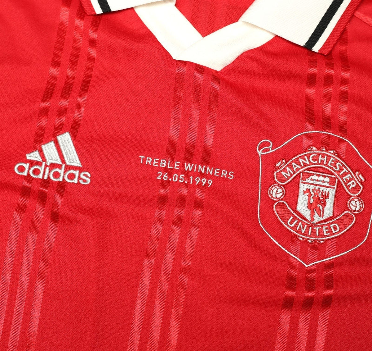 1999 BECKHAM #7 Manchester United adidas Icons L/S Treble Football Shirt (S/M)