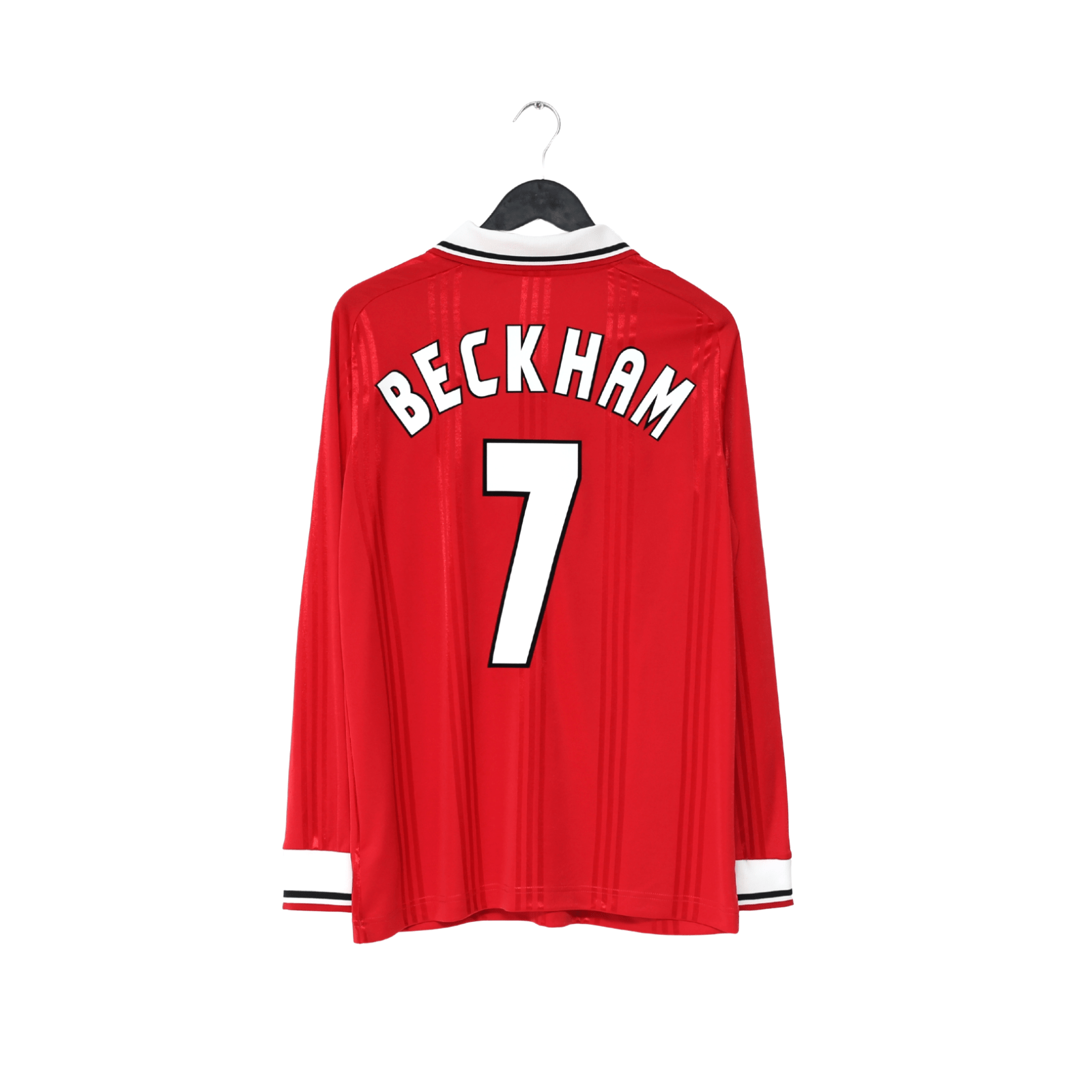 1999 BECKHAM #7 Manchester United adidas Icons L/S Treble Football Shirt (S/M)