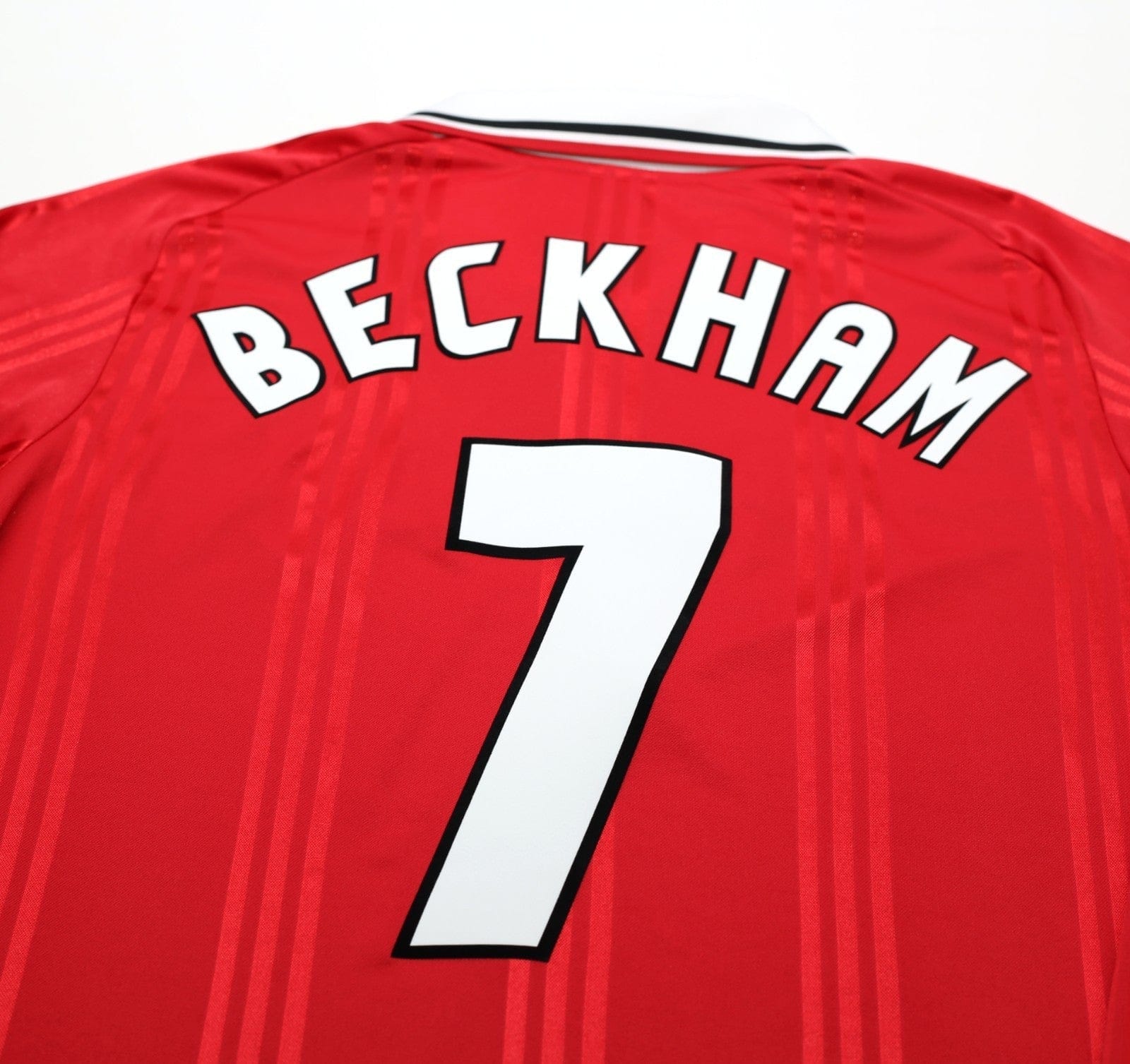 1999 BECKHAM #7 Manchester United adidas Icons L/S Treble Football Shirt (S/M)