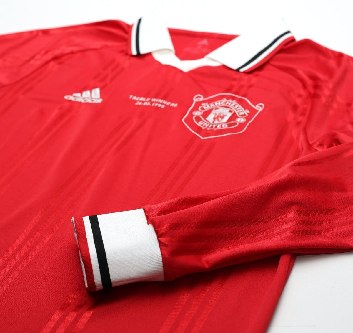 1999 BECKHAM #7 Manchester United adidas Icons L/S Treble Football Shirt (S/M)