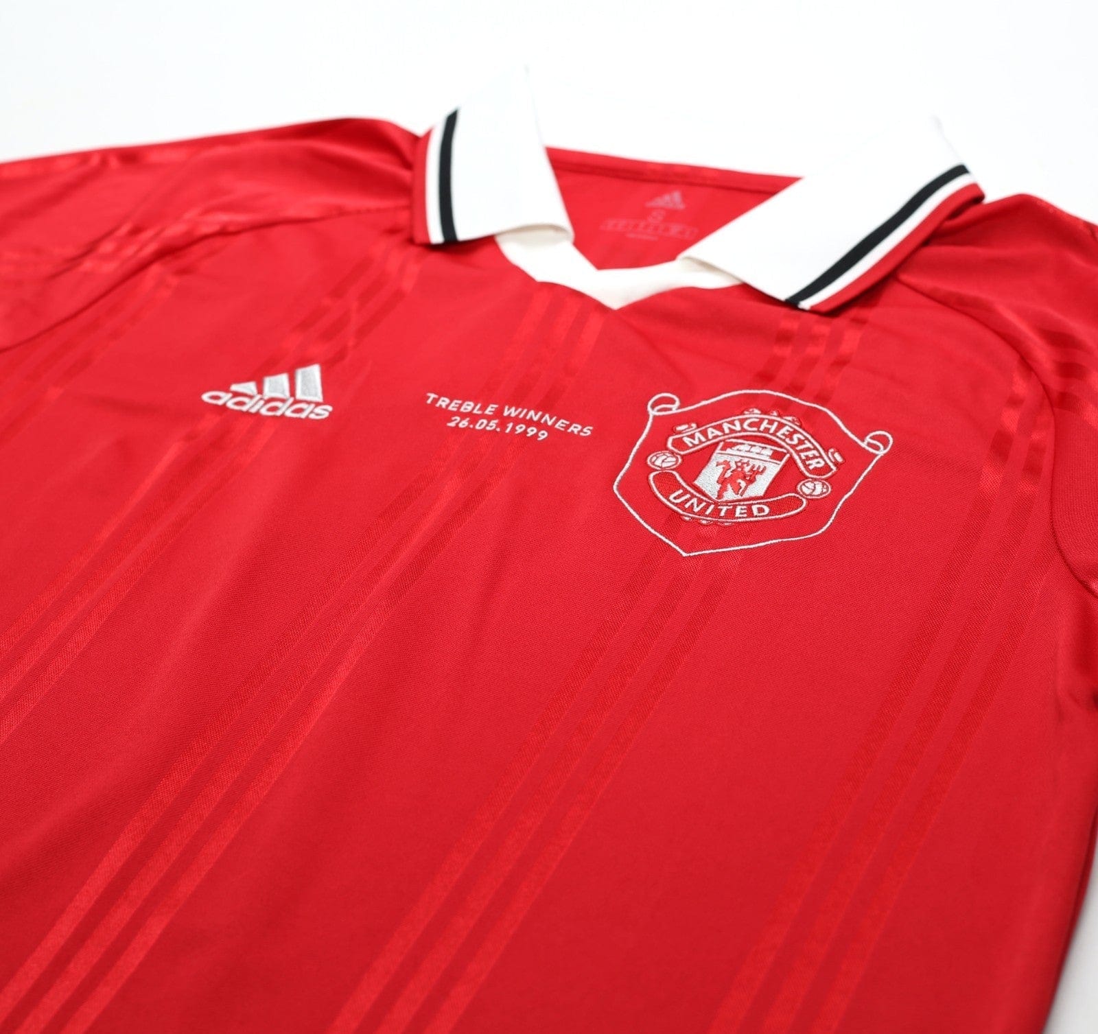 1999 BECKHAM #7 Manchester United adidas Icons L/S Treble Football Shirt (S/M)