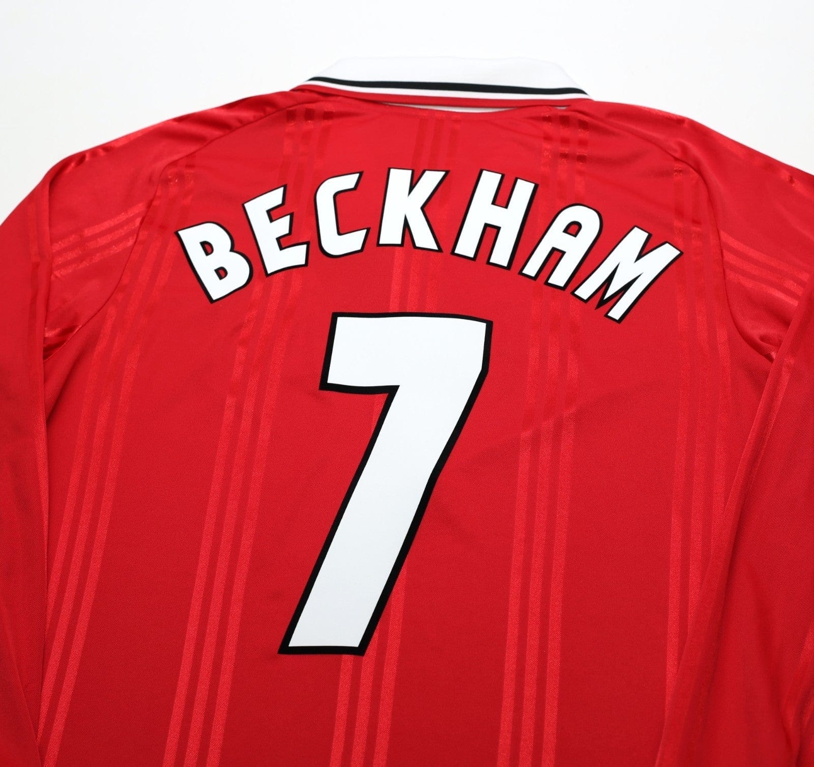 1999 BECKHAM #7 Manchester United adidas Icons L/S Treble Football Shirt (S/M)