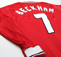 1999 BECKHAM #7 Manchester United adidas Icons L/S Treble Football Shirt (S/M)