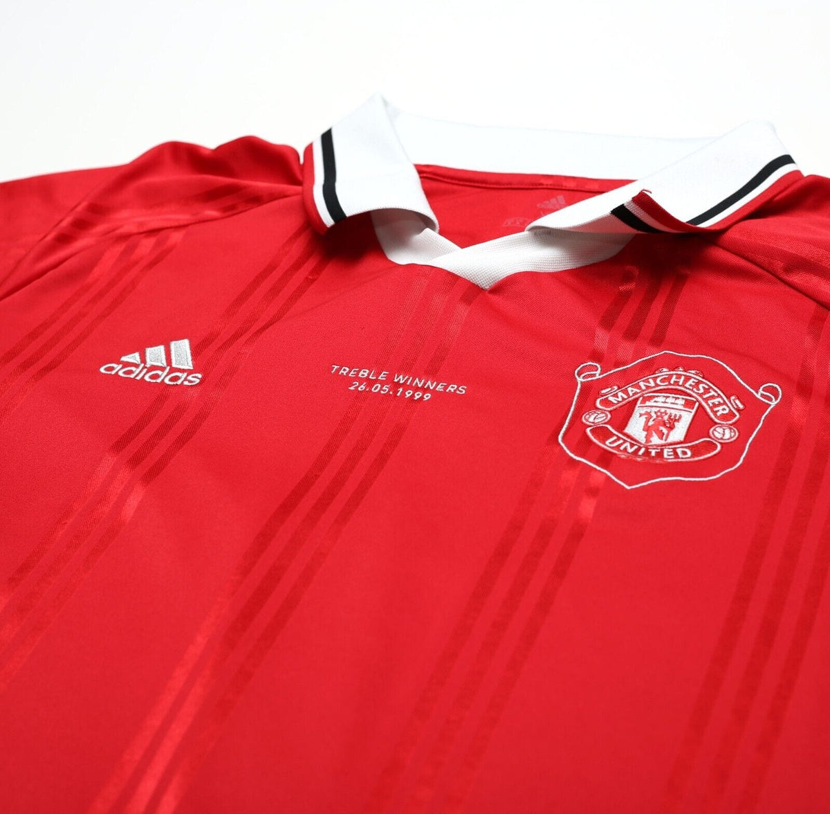 1999 BECKHAM #7 Manchester United adidas Icons LS Treble Football Shirt (XL)